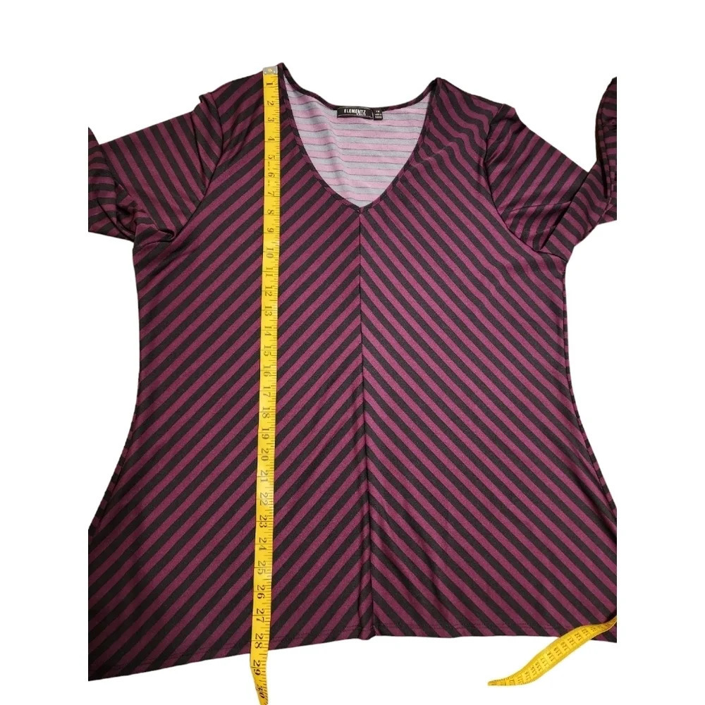 Elementz Woman Plus Size 1X Purple Black Stripe Top - Picture 5 of 11